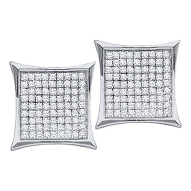 Earrings |  10kt White Gold Womens Round Diamond Kite Cluster Earrings 7/8 Cttw |  Splendid Jewellery