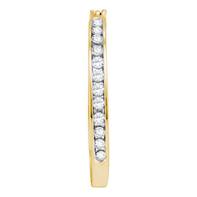 Earrings |  10kt Yellow Gold Womens Round Channel-set Diamond Single Row Hoop Earrings 1/2 Cttw |  Splendid Jewellery