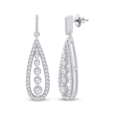 Earrings |  14kt White Gold Womens Round Diamond Teardrop Dangle Earrings 3/4 Cttw |  Splendid Jewellery Earrings |  14kt White Gold Womens Round Diamond Teardrop Dangle Earrings 3/4 Cttw |  Splendid Jewellery