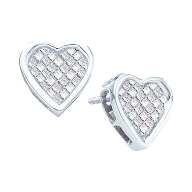 Earrings |  14kt White Gold Womens Princess Diamond Cluster Heart Stud Earrings 1/2 Cttw |  Splendid Jewellery