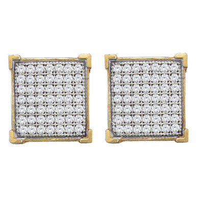 Earrings |  10kt Yellow Gold Womens Round Diamond Square Cluster Stud Earrings 1/3 Cttw |  Splendid Jewellery Earrings |  10kt Yellow Gold Womens Round Diamond Square Cluster Stud Earrings 1/3 Cttw |  Splendid Jewellery