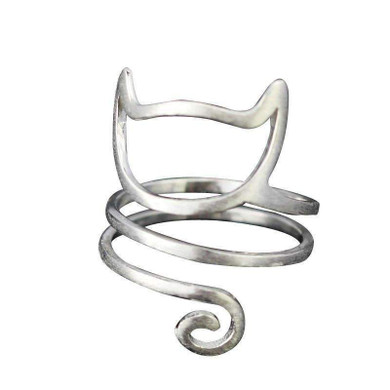 Sterling Silver Twine Cat Ring