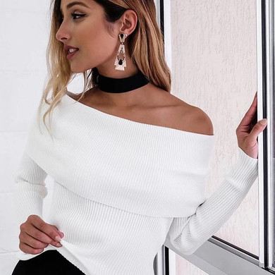 Off Shoulder Knit Sweater
