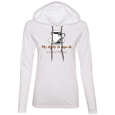 Ladies' LS T-Shirt Hoodie Sips Of Coffee
