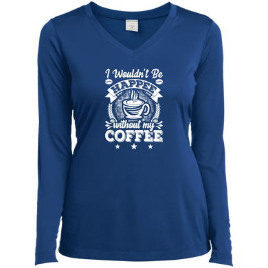 Ladies' LS Performance V-Neck T-Shirt Happee Coffee