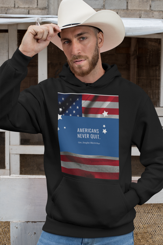 Men's G185 Pullover Hoodie Americans Never Quit
