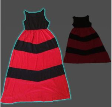 Mama & daughter red striped matching dresses
