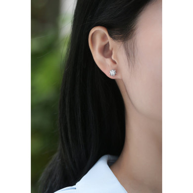 0.5ct/1.0ct Snowflake Round Brilliant Cut Moissanite Diamond Stud Earrings