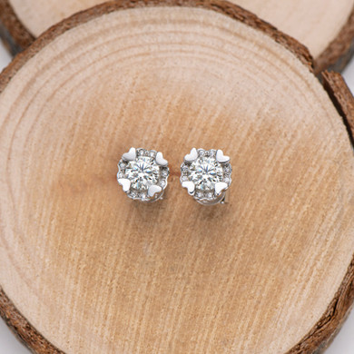 Round Brilliant Cut Moissanite Diamond Stud Earrings