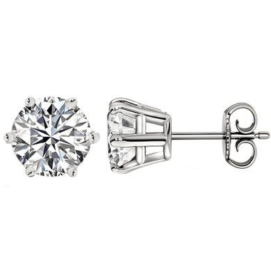 Round Cut Natural Moissanite Diamond Earrings