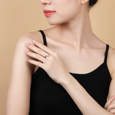 18k Rose Akoya Saltwater Cultured Pearl Ring