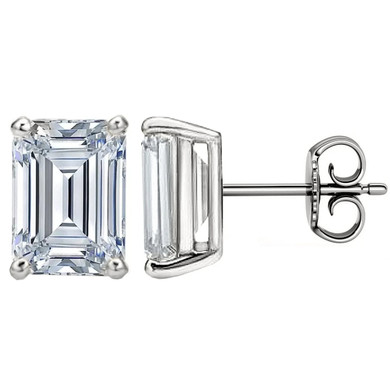 Emerald Cut Moissanite Diamond Classic Stud Earrings