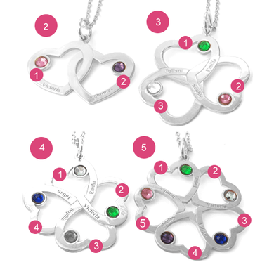 Intertwined 2 Hearts Name Necklace With Birthstones