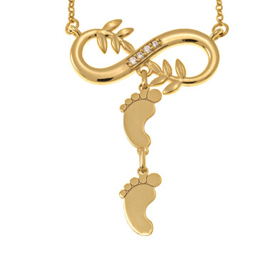 Inlay Infinity Tree Branch Necklace With Feet 925 Sterling Silver