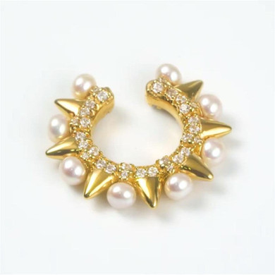 Single Personality Fashion Sterling Silver Pearl Rivet Ear Bone Clip