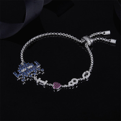 Charm Robot Love Bracelet Created Diamond Sterling Silver Bracelet