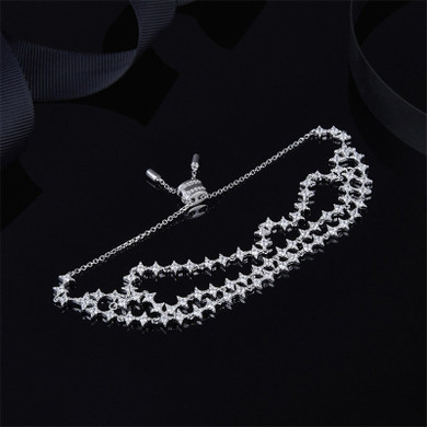 Charm Star Three Line Bracelet Created Diamond Sterling Silver Bracelet