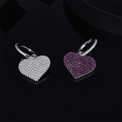 Single Love Heart Shaped Drop Hoop Earring