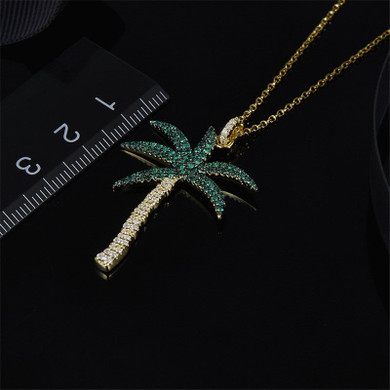 Coconut Tree Created Diamond Pendant Necklace