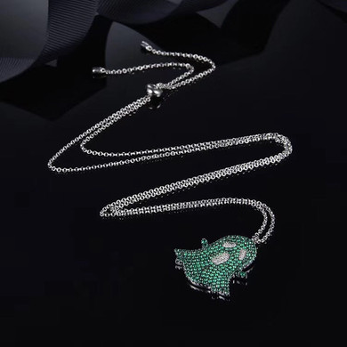 Green Ghost Necklace Created Diamond Sterling Silver Necklace