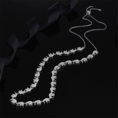 Cute Lucky Sterling Silver Elephant Necklace