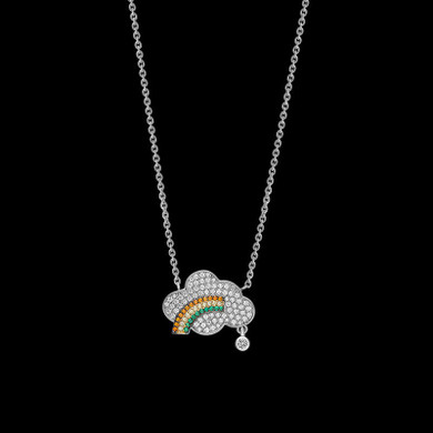 Sterling Silver Rainbow Cloud Pendant Necklace
