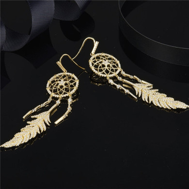 Wind Chimes Created White Diamond Sterling Silver Drop Hook Earrings