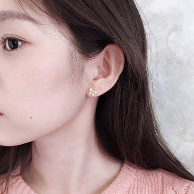 Bow Knot 925 Sterling Silver White Created Diamond Stud Earrings