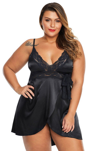 Lace V Neckline Plus Size Babydoll Lace V Neckline Plus Size Babydoll