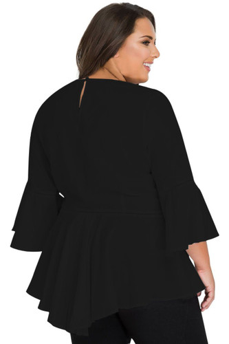 Crochet Insert Bell Sleeve Plus Size Top