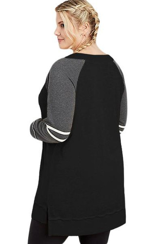 Charcoal Plus Size Long Sleeve Football Tunic