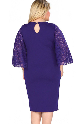 Navy Lace Flutter Sleeve Bodycon