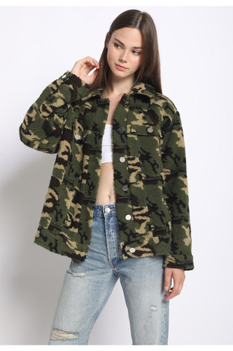 Camo Teddy Trucker Jacket