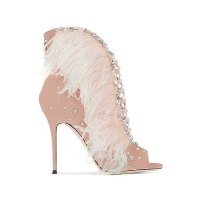 Lace UP Fur Sandals Stiletto
