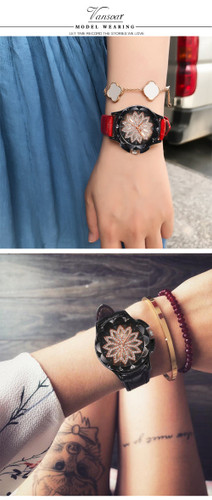 Rose Gold Flower Rhinestone Watch Luxury Rose Gold Flower Rhinestone Watch Luxury