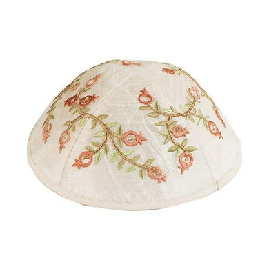 Kippah - Embroidered - Pomegranates - Light