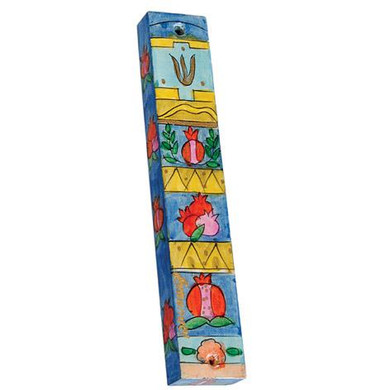 Large Wooden Mezuzah - Pomegranate