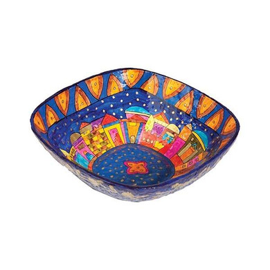 Paper Mache  - Square Small Bowl - Jerusalem