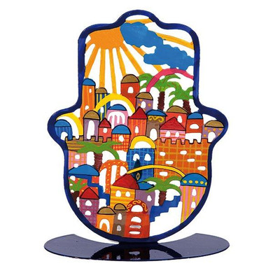 Large Hamsa - Stand- Hand Painted - Jerusalem