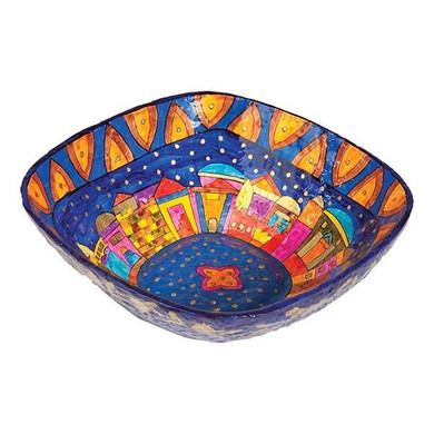Paper Mache - Square Large Bowl - Jerusalem