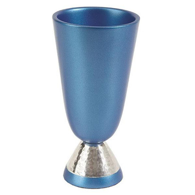 Kiddush Cup - Aluminium + Hammer Work - Blue