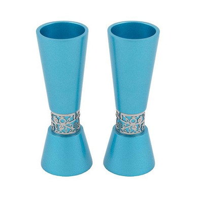 Large Candlesticks + Metal Cutout - Turquoise Large Candlesticks + Metal Cutout - Turquoise