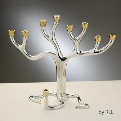Menorah,tree Of Life™ Slvrplt Gldtone Cups,11"x9",gift Box