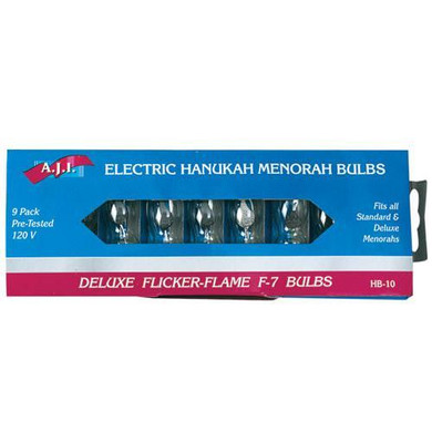 Flickering Flame-Shaped Menorah Bulbs - Simulates Real Candles - 9 Bulbs Per Sleeve
