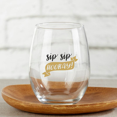 Sip Sip Hooray 15 oz. Stemless Wine Glass (Set of 4)