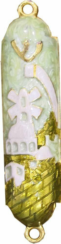 Mezuzah Jerusalem 8 cm Green