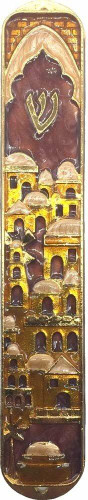 Mezuzah Jerusalem 8 cm Brown
