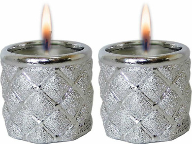 Candle Holders Round Diamond Silver