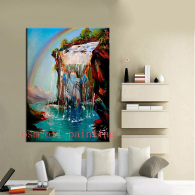 Canvas Painting Jew Wrapped In A Tallit Under A Waterfall