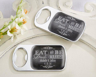 Personalized Silver Bottle Opener with Epoxy Dome - Beach Tides